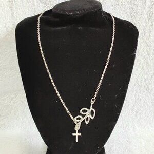 BNWOT 3/$30 Florence Scovel Cross/Olive Branch 17" Chain/Charm Fashion Jewelry!!